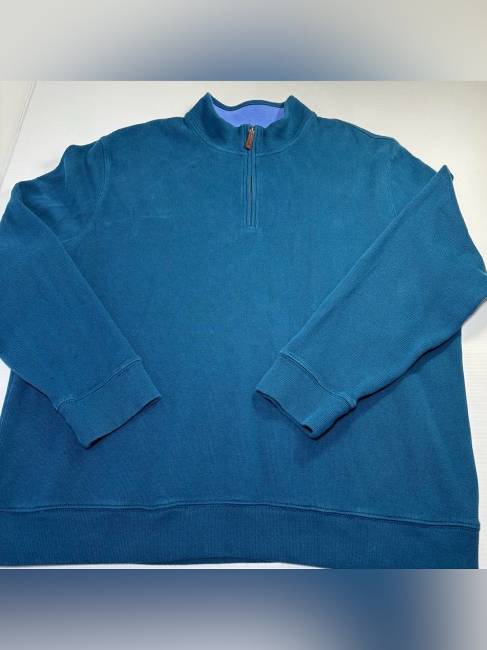 Lands' End Men's Blue Quarter Zip Pullover Sweater SzXXL Preppy Casual Staple - Picture 5 of 12